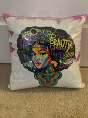 Afro Queen Sequin Pillow